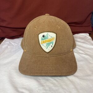 Carhartt G Force Snapback Adjustable Canvas Workwear Patch Mountains Brown‎ Hat